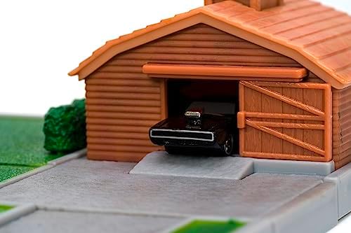 Jada Toys Hızlı ve Öfkeli Nano Hollywood Rides Dom Toretto'nun Evini Sergileyen Diorama, İki adet 1,65" Döküm Araba, Çocuklar ve Yetişkinler için Oyuncaklar (33668)