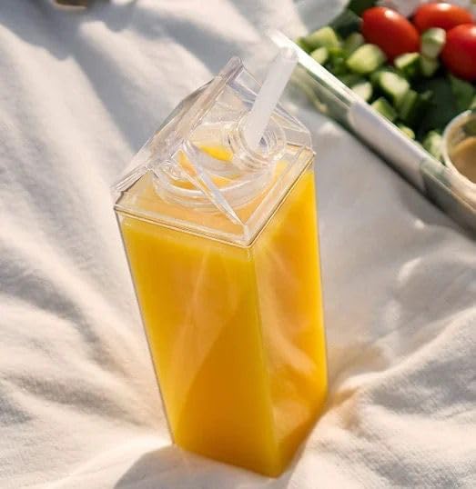 Süt Kutu Tasarımlı Su Kahve Içecek Şişesi | Cam Değildir | Kahve Ve Sunum Bardağı Ve Matarası 500-600ml - Görsel 3