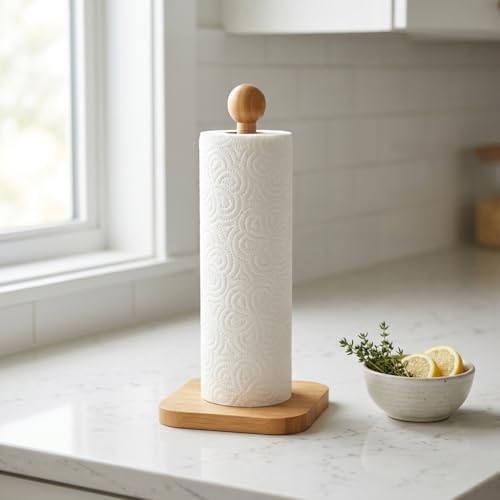 %100 Doğal Bambu Kare Kağıt Havluluk - Minimalist Dik Ahşap Havlu Standı (12x28 cm, 1 Adet) - Görsel 3