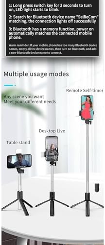 Alternative view of Işıklı Bluetooth Selfie Çubuğu Tripod - Uzaktan Kumandalı, Taşınabilir, Uzatılabilir, Tüm Telefonlarla Uyumlu, Vlog ve Video Çekimi için Ideal