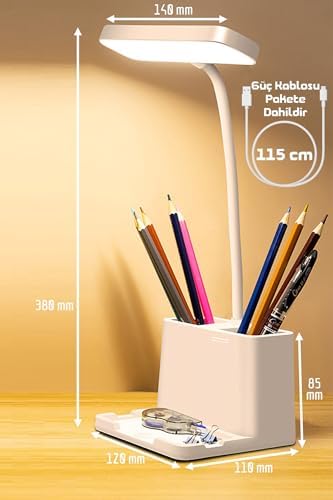 Alternative view of Telvesse Şarjlı Masa Lambası Dokunmatik Sıcak Renk Ayarlı Telefon Standlı Dimmer Çalışma Okuma Işığı Q108-1