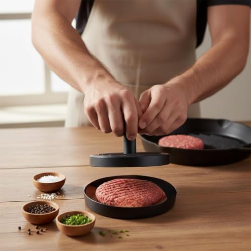 Alternative view of Yapışmaz Büyük Boy Hamburger Köfte Kalıbı - Paslanmaz Çelik Karbon Kaplama Premium Burger Presi | Mükemmel Şekilli Köfte Makinesi