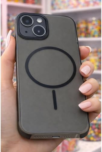 iPhone 13 ile Uyumlu FrostLine Yarı Transparan Mat Logo Gösteren Soft Silikon Kılıf, İnce Tasarım, Darbe Emici Arka Kapak Koruma Siyah - Görsel 3