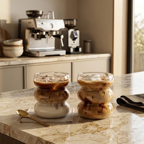Asimetrik Borosilikat Cam Bardak, 350 Ml Kapasite, Isıya Dayanıklı Yapı, Makinede Yıkanabilir, Ev Ofis Restoran İçin Kullanıma Uygun Borosilikat Cam Kahve Espresso Latte Sunum Bardağı - Görsel 3