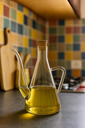 Alternative view of Cam Yağdanlık 500 ml – Isıya Dayanıklı Borosilikat Zeytinyağı ve Sirkelik 1 Adet