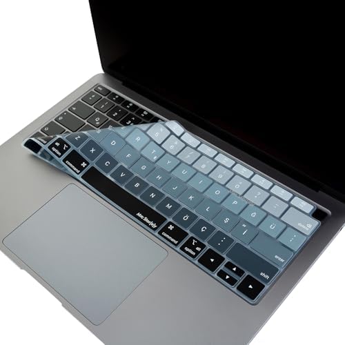 Türkçe Q Klavye Koruyucu MacBook Air 13 A1932 A2179 A2337 M1 Uyumlu | US Amerikan Düz Enter ANSI | Türkçe Baskılı Silikon Keyboard Cover Siyah Gri - Görsel 3