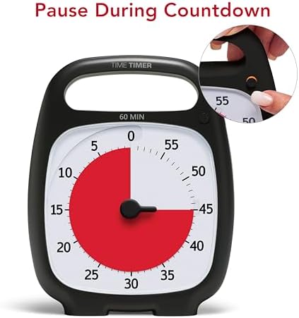 Time Timer PLUS 60 Dakika Görsel Analog Zamanlayıcı (Kömür); İsteğe Bağlı Uyarı (Ses Kontrolü Kadranı); Sessiz Çalışma (Tik Tak Yok); Zaman Yönetimi Aracı - Görsel 2