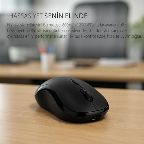 IWM-289T 2.4G Kablosuz Optik Mouse | Sessiz Tuş 1000-1200-1600 DPI Rubber Yüzey Type-C Şarjlı Sağ-Sol El Kullanım Mouse - Görsel 3