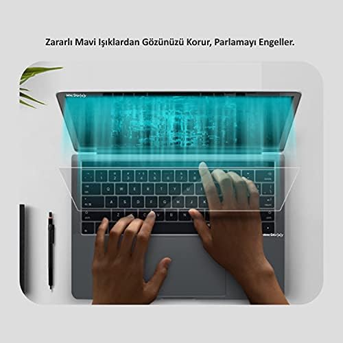 Alternative view of MacBook Air M1 ve MacBook Pro M1-M2 13 inç Uyumlu Şeffaf Anti BlueRay Ekran Koruyucu Göz Yormayan Touch Bar Touch ID Şeffaf