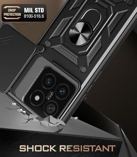 Xiaomi 14T Pro Uyumlu Kılıf – 2 Adet Ekran Koruyucu Dahil, Siyah | Tank Düzey Koruma | Mıknatıslı Stand | Kamera Lens Koruması | Araç İçi Mıknatıslı Tutucu ile Uyumlu - Görsel 3