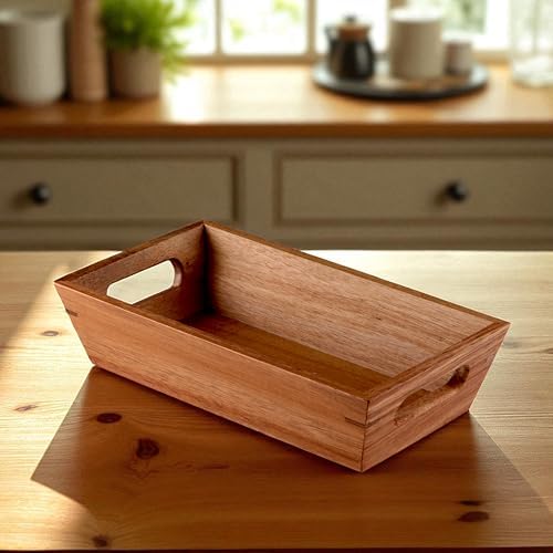 Akasya Ağacından Ekmek Sepeti - Doğal Ahşap Ekmeklik, Şık Ekmek Sunumluk (23x13x7cm) - Kahvaltı ve Sofralar İçin Servis Sepeti - Görsel 3