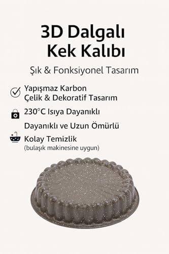 Karbon Çelik 22 cm Yuvarlak Dilimli Tart Turta Kek Kalıbı cin803khv - Görsel 3