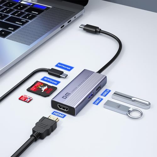 DM CHB059 Type-C to 4K HDMI 2*USB-A PD 60W SD ve Micro SD Kart Okuyucu Çoklayıcı Hub - Görsel 2