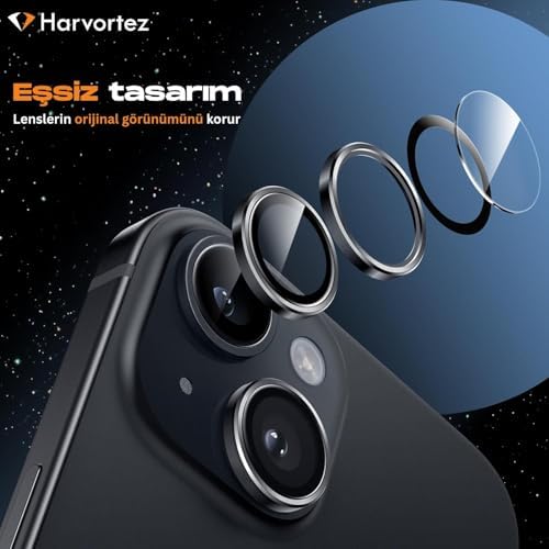 iPhone 11,11 Pro,11 Pro Max,12,12 Pro için, Kamera Lens Koruyucu, Basit Kurulum, HD Berrak Görüntü, Metal Çerçeve, 9H Temperli Cam, Çizilmeye Dayanıklı, Camera Lens Protector (Siyah) - Görsel 2