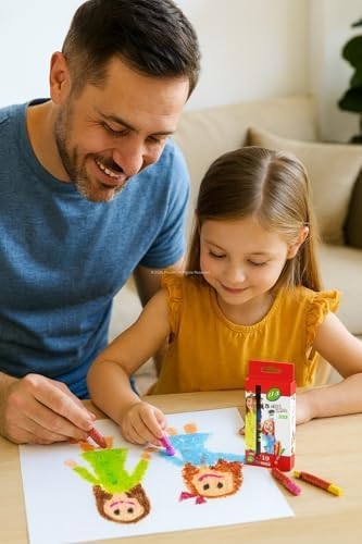 Pastel Boya Seti, 12 Renkli, Okul ve Sanat Kullanımına Uygun, Çocuklar İçin, Pastel Boya Kalemi, Kolay Uygulanabilir, Canlı Renkli, Yüksek Kalite, 12'li - Görsel 2