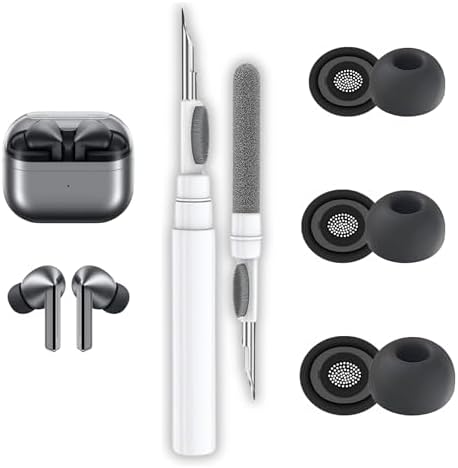 Galaxy Buds3 Pro / Buds4 Pro Uyumlu Üç Boyut Premium Silikon Kulaklık Uçları (S,M,L) Ve 3'ü 1 Arada Bluetooth Kulaklık Temizleme Kalemi Seti (Siyah)