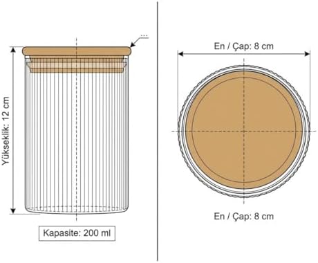 Alternative view of Bambu Kapaklı 300 ml Yuvarlak Çizgili Cam Kavanoz – Sızdırmaz Silikon Contalı Gıda ve Düzenleme Saklama Kabı