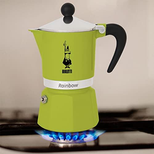 Alternative view of - Rainbow: 3 Cups Ocak Üstü Espresso Pişirici - 130ml - Yeşil Renk - Alüminyum Gövde - Patentli Güvenlik Valfi - Tüm Ocak Türleri İçin Uygundur (İndüksiyon Hariç)