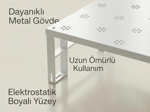 Dolap İçi Düzenleyici Raf - Mutfak Dolabı ve Tezgah Üstü Raf Yükseltici - Tabak, Bardak ve Baharat Organizeri - Beyaz - Görsel 3