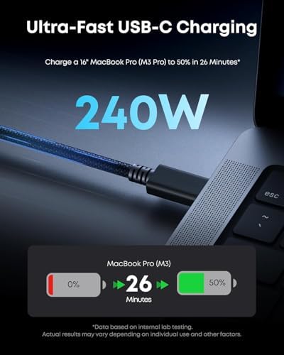 Alternative view of Thunderbolt 5.0 Type-C Kablo – 240W PD Hızlı Şarj, 120Gbps Veri Aktarımı, 16K 60Hz Görüntü Desteği, E-Marker Akıllı Çipli, Thunderbolt 3/4/USB4 Geriye Uyumluluklu Örgü Kablo | ZR1107