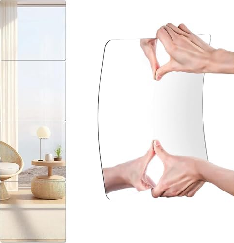2 Adet Kendinden Yapışkanlı Akrilik Pleksi Ayna, Esnek Dekoratif Sticker Duvar Aynası, Kırılmaz, Hafif, Kolay Montajlı Modern Süsleme, Ev, Ofis, Banyo ve Çocuk Odası İçin Gümüş, 30x30 CM