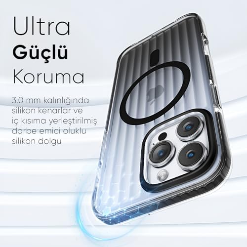 iPhone 15 Pro için Elite Serisi MagSafe ile Uyumlu Arkası Yarı Saydam Parmak izi Tutmayan ve Çizilmeyen Polikarbonat Kenarları Yumuşak Silikon Kılıf (Natural Titanium, 15 Pro)