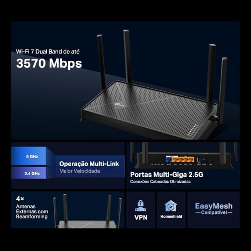 BE230, BE3600 Mbps, Fiber Destekli, 2× 2.5 Gbps WAN/LAN Port + 3× Gbps Port, VPN Destekli, HomeSheild, Easy Mesh Uyumlu, Dual-Band Wi-Fi 7 Router - Görsel 3