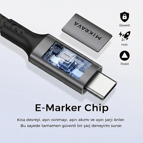 Alternative view of USB 4.0 40GBPS USB C Veri Kablosu, 240W USB C Şarj Kablosu, 8K@60hz 4K@240Hz 2K@360Hz Thunderbolt 4 Görüntü Kablosu, MacBook, Monitör, Docking İstasyonu, iPhone ile Uyumlu - 1.8 Metre