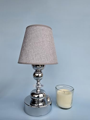 Alternative view of ABAJUR, PİLLİ ABAJUR, PİLLİ MASA LAMBASI,PİİLİ GECE LAMBASI, AÇIK GRİ ŞAPKA KRT.YUVARLAK KÜRE TOP KROM AYAK