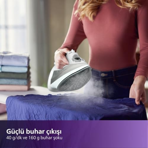 5000 Serisi Buharlı Ütü – 2400W, 40g/dk Sürekli Buhar, 160g Şok, SteamGlide Plus Taban, Dahili Kireç Temizleme, Damlatmaz Sistem, Dikey Kullanım Özelliği (DST5010/10)