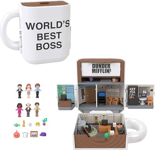 Polly Pocket ve The Office mini oyun seti, 6 karakter figürü ve 9 aksesuar, koleksiyona uygun Partnership oyuncağı, kupa bardak şeklinde, JCC19 - Görsel 3