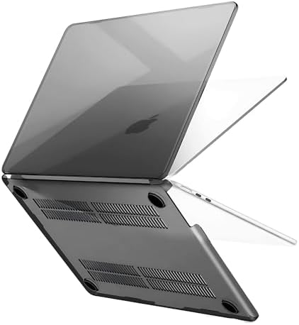 MacBook Air 13,6 ile Uyumlu M5 (A3449) M4 (A3240) M3 (A3113) M2 (A2681) Polikarbonat Sert Koruyucu Çizilme ve Darbe Önleyici Kılıf (Siyah Şeffaf, 13.6 inç 2022-26) - Görsel 3