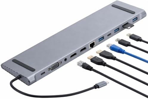 Alternative view of USB-C 12in1 Hub Çoklayıcı Adaptör MacBook ile Uyumlu Çift HDMI VGA RJ45 Ethernet USB 3.0 SD TF Kart Okuyucu PD Şarj Dock Station