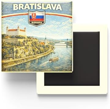 Slovakya Bratislava Şehri Temalı Vintage Buzdolap Magneti – 9x9 cm