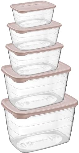 Şeffaf Kapaklı Saklama Kabı Seti, 5 Parça, Kat Kat Düzenleyici (Pembe) - Görsel 3