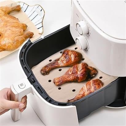 50 Adet Air Fryer Pişirme Kağıdı Tek Kullanımlık Hava Fritöz Yapışmaz Yağlı Kağıt Delikli Model - Görsel 3