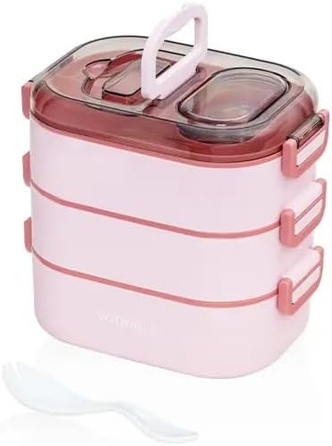 Alternative view of Beslenme Kutusu 3 Katlı Paslanmaz Çelik - 1450ml Yeni Nesil Sefer Tası (Pembe)