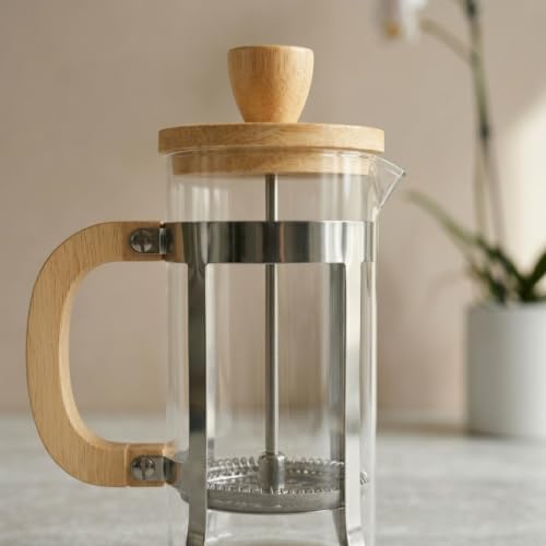 350 ml French Press Kahve ve Bitki Çayı Demliği - Paslanmaz Çelik İç Yapı, Akasya veya Bambu Ahşap Detay Seçenekleriyle Lüks Borosilikat Cam Tasarım (BAMBU KULP) - Görsel 3