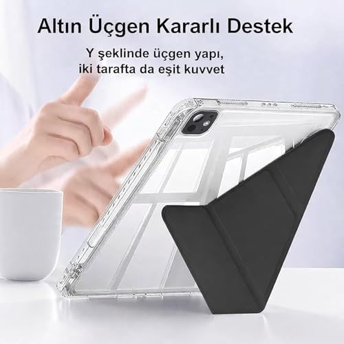 Alternative view of Galaxy Tab S10 Lite ile uyumlu Kılıf SM-X400 Saydam Arka Kapak Flip Smart Cover Katlanabilir Standlı Darbe Emici Koruyucu Tablet Kılıfı Akıllı Uyku Özellikli Mavi