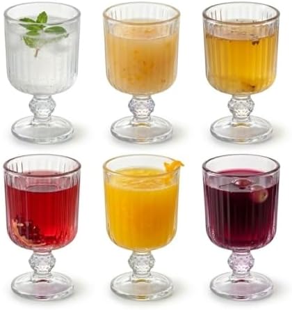 6’lı Cam Ayaklı Bardak Seti 65 ml Çizgili Desenli Şık Sunum Bardağı Kahve Yanı Su Meşrubat Bardağı - Görsel 3