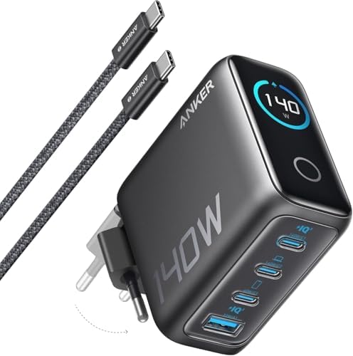 140W USB-C Şarj Cihazı, 4 Bağlantı Noktalı, Çoklu Cihaz Hızlı Şarj Gücü, Gelişmiş GaN Güç Kaynağı, Dokunmatik Kontrol, Siyah - B2697 - Görsel 3