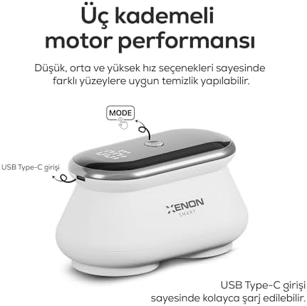 Xenon Smart Şarjlı Tüy Toplama Makinesi | 7200 RPM 3 Kademe Çift 6 Bıçaklı LED Ekran USB-C 1800 mAh X6175 - Görsel 3