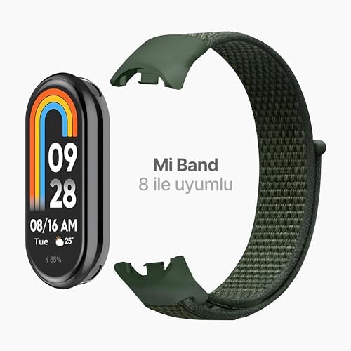 Xiaomi Mi Band 10/9/8 İle Uyumlu Hafif ve Bileği Rahatsız Etmeyen Bilek Ölçüsüne Göre Ayarlanabilen Cırt Cırtlı Tasarım Kaliteli Hasır Örme Kumaş Kordon - Görsel 3