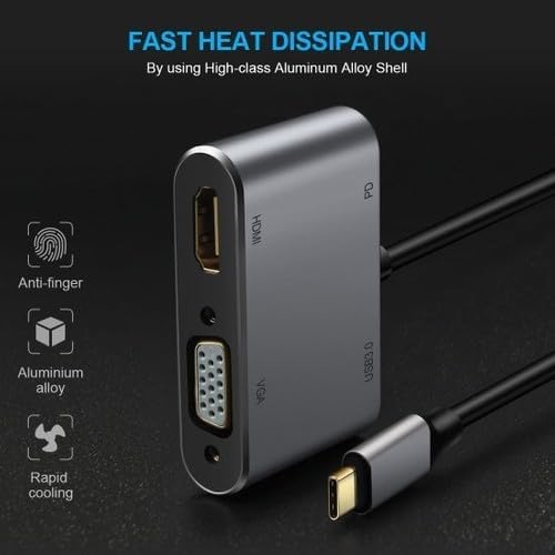 CF02 Macbook Uyumlu Type-C™ To 4K Ultra Hd 1080p Hdmı/Vga/Pd Şarj/USB 3.0 4IN1 Çevirici Hub Adaptör - Görsel 3