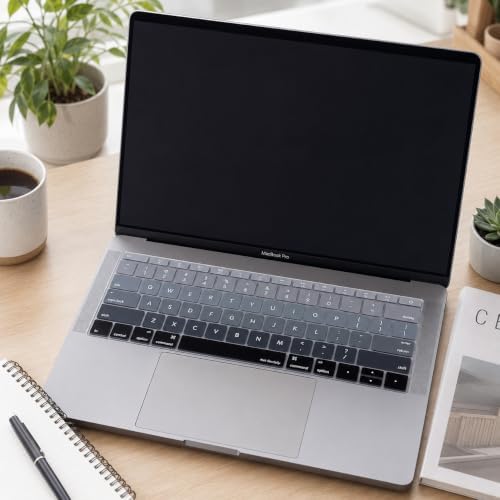 US İngilizce Klavye Koruyucu MacBook A1534 A1708 Uyumlu Silikon Keyboard Cover Amerikan Enter ANSI Layout English Keyboard Protector Siyah Gri - Görsel 3
