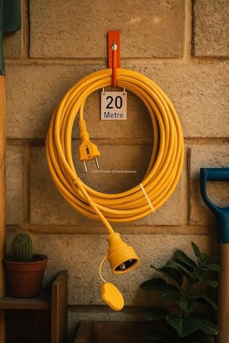 Seyyar Uzatma Kablosu, Erkek ve Dişi Fiş Kaplinli, Kapaklı Prizli, 3x2.5 mm, Kalın Kablo, Bahçe, Şantiye, Atölye ve Dış Mekan Kullanımına Uygun, Güvenli Güç Bağlantı Kablosu (20 Metre)