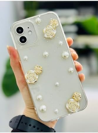 Iphone 12 ve 12 Pro ile Uyumlu İNCİ GÜL Tasarım Oyuncaklı Esnek Silikon Kılıf