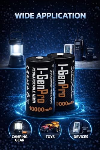 Alternative view of I-Gen Batteries Pro HR20 D Büyük Boy 10.000 mAh 1.2 V Ni-Mh Şarj Edilebilir D Boy Pil (D Boy, Adet, 2)