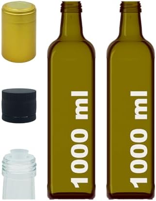 Alternative view of 1000 ml Yeşil Maraska Yağdanlık Kapaklı Ve Kapüşonlu 1000 Cc Köşeli Cam Şişe 2 Adet