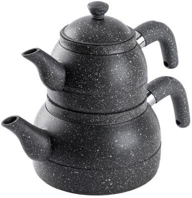 Tantitoni Orta Boy Gri Granit Çaydanlık Takımı 980/1700ML (Elvin Home Concept)